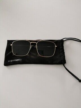 Men's H&M Rectangular Gold Frame Sunglasses with Dark Lenses